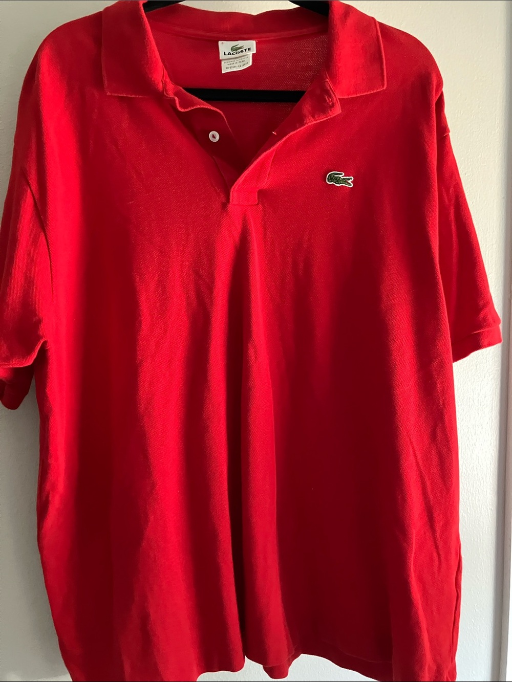 Lacoste Men’s Red Polo shirt size 8 cotton XXL